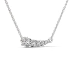 Round Brilliant Cut Lab-Grown Diamond Graduated Bar Pendant in White Gold