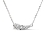Round Brilliant Cut Lab-Grown Diamond Graduated Bar Pendant in White Gold