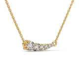 Round Brilliant Cut Lab-Grown Diamond Graduated Bar Pendant in Yellow Gold