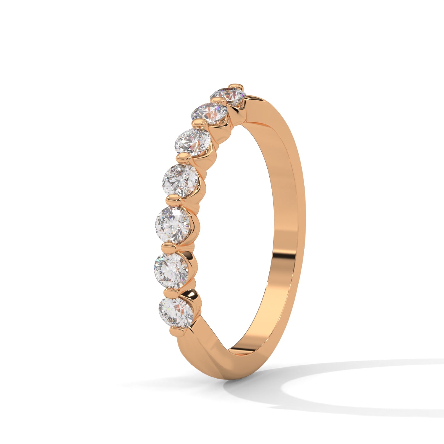 Round Brilliant Cut Lab-Grown Diamond Half-Eternity Ring in Rose Gold