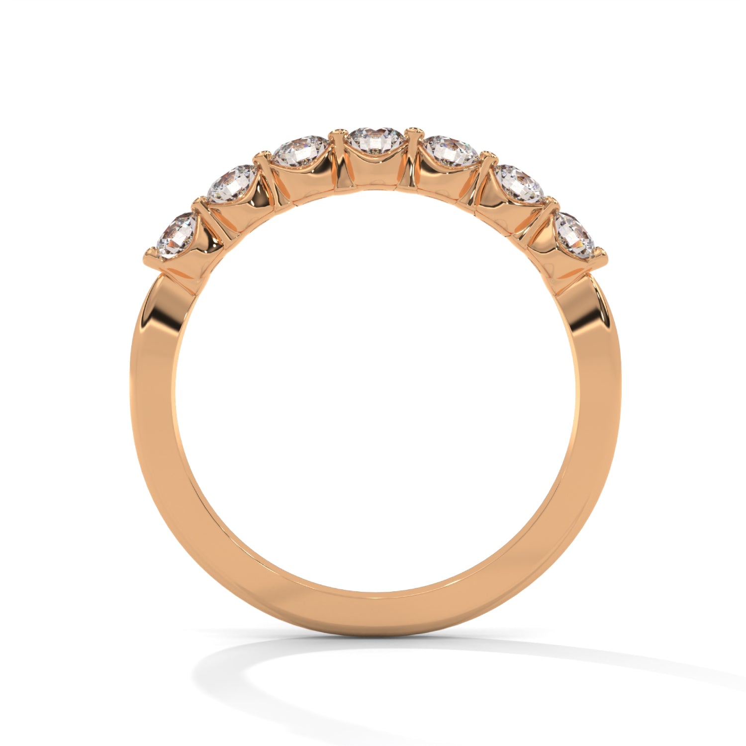 Round Brilliant Cut Lab-Grown Diamond Half-Eternity Ring in Rose Gold