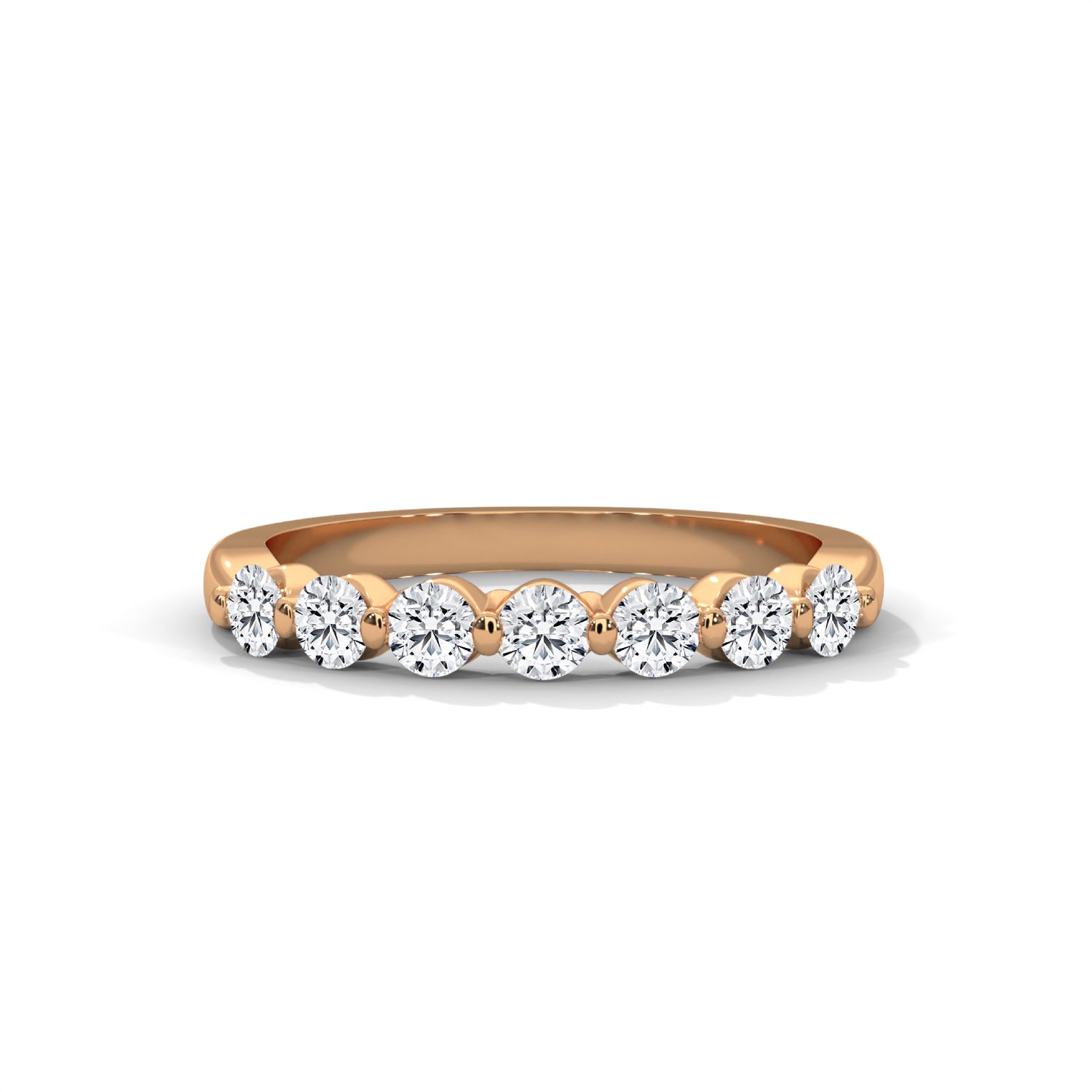 Round Brilliant Cut Lab-Grown Diamond Half-Eternity Ring in Rose Gold