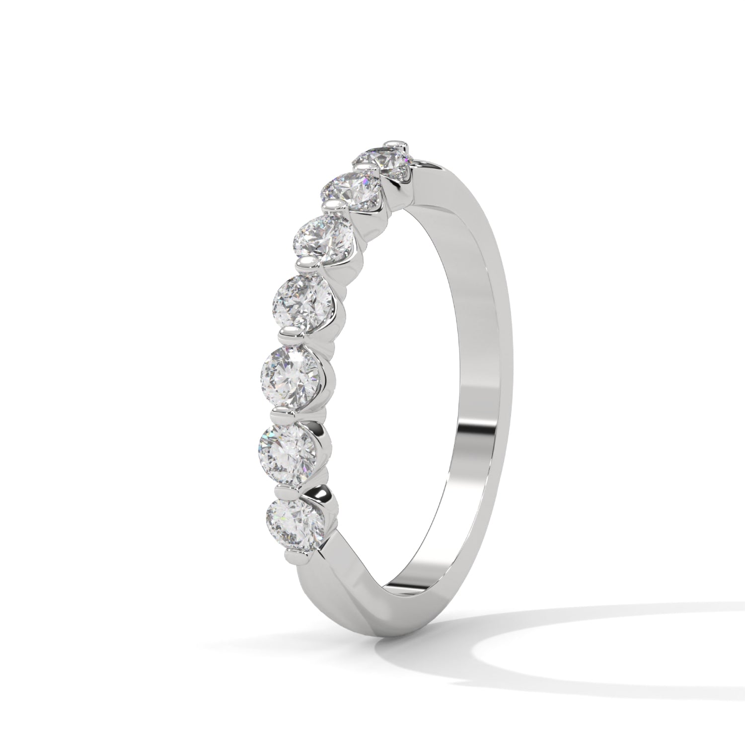 Round Brilliant Cut Lab-Grown Diamond Half-Eternity Ring in White Gold