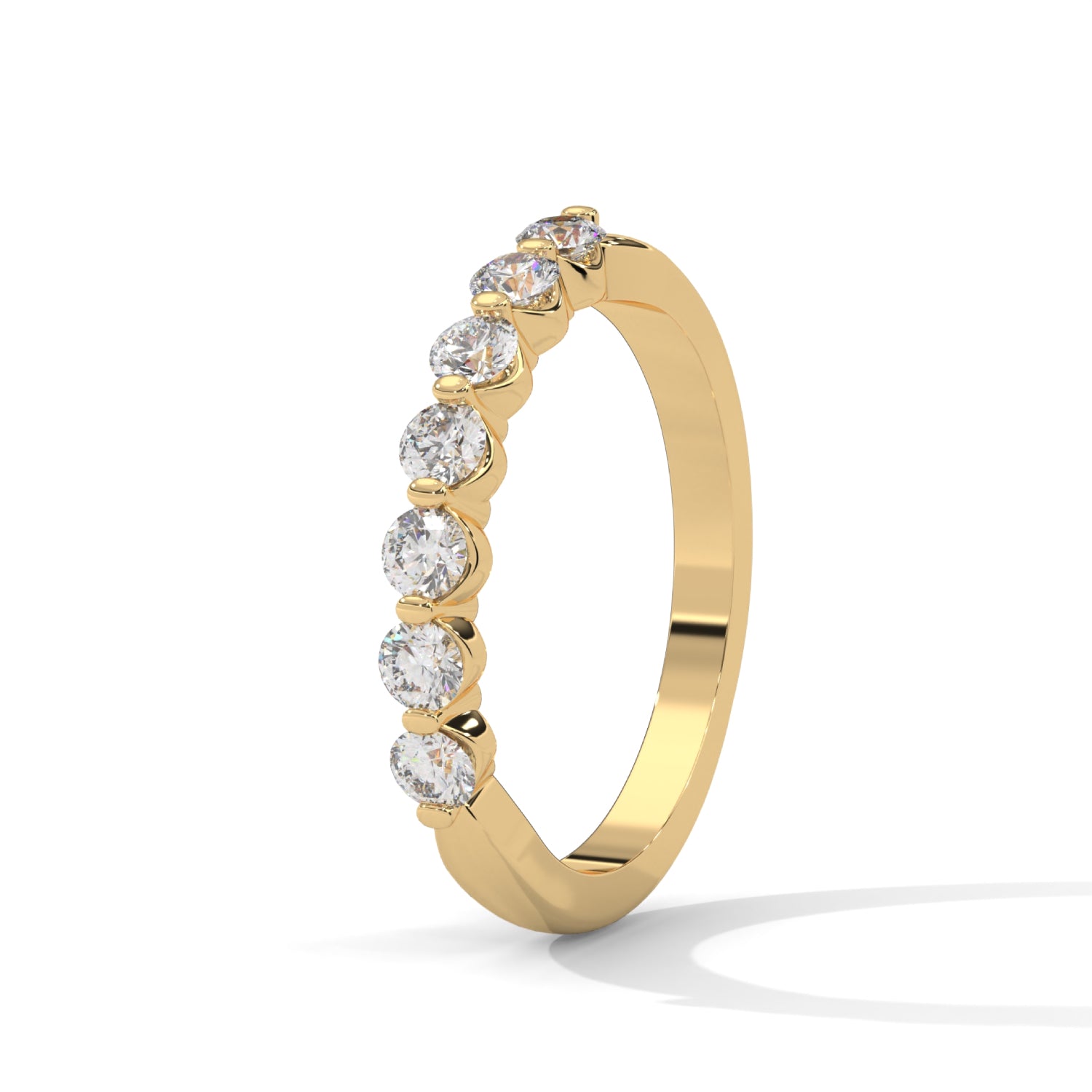 Round Brilliant Cut Lab-Grown Diamond Half-Eternity Ring in Yellow Gold