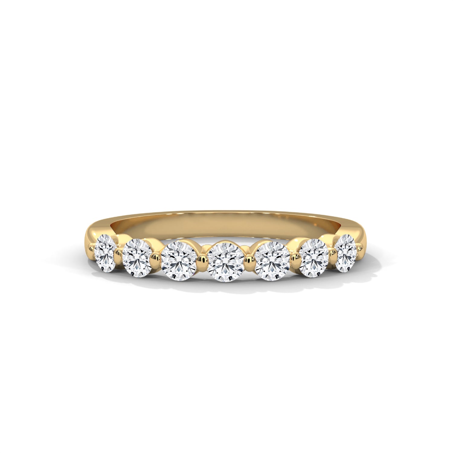 Round Brilliant Cut Lab-Grown Diamond Half-Eternity Ring in Yellow Gold