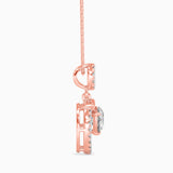Round Brilliant Cut Lab-Grown Diamond Halo Circle Pendant in Rose Gold