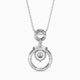 Round Brilliant Cut Lab-Grown Diamond Halo Circle Pendant in White Gold