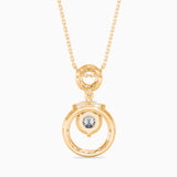 Round Brilliant Cut Lab-Grown Diamond Halo Circle Pendant in Yellow Gold