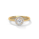 Round Brilliant Cut Lab-Grown Diamond Halo Engagement Ring in Yellow Gold