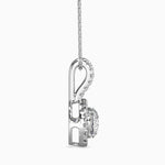 Round Brilliant Cut Lab-Grown Diamond Halo Pendant in White Gold