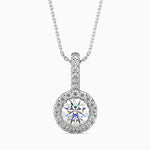 Round Brilliant Cut Lab-Grown Diamond Halo Pendant in White Gold