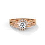Round Brilliant Cut Lab-Grown Diamond Halo Split Shank Engagement Ring in Rose Gold