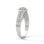 Round Brilliant Cut Lab-Grown Diamond Halo Split Shank Engagement Ring in White Gold