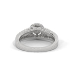 Round Brilliant Cut Lab-Grown Diamond Halo Split Shank Engagement Ring in White Gold