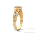 Round Brilliant Cut Lab-Grown Diamond Halo Split Shank Engagement Ring in Yellow Gold