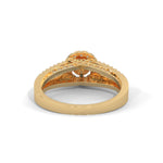 Round Brilliant Cut Lab-Grown Diamond Halo Split Shank Engagement Ring in Yellow Gold