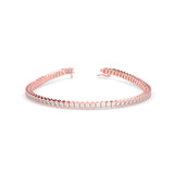 Round Brilliant Cut Lab-Grown Diamond Hexagon Bezel Tennis Bracelet in Rose Gold