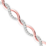 Round Brilliant Cut Lab-Grown Diamond Infinity Link Bracelet in Rose Gold