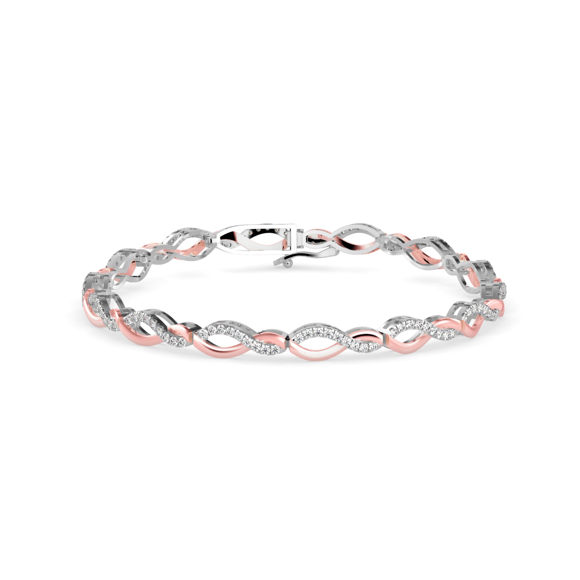 Round Brilliant Cut Lab-Grown Diamond Infinity Link Bracelet in Rose Gold