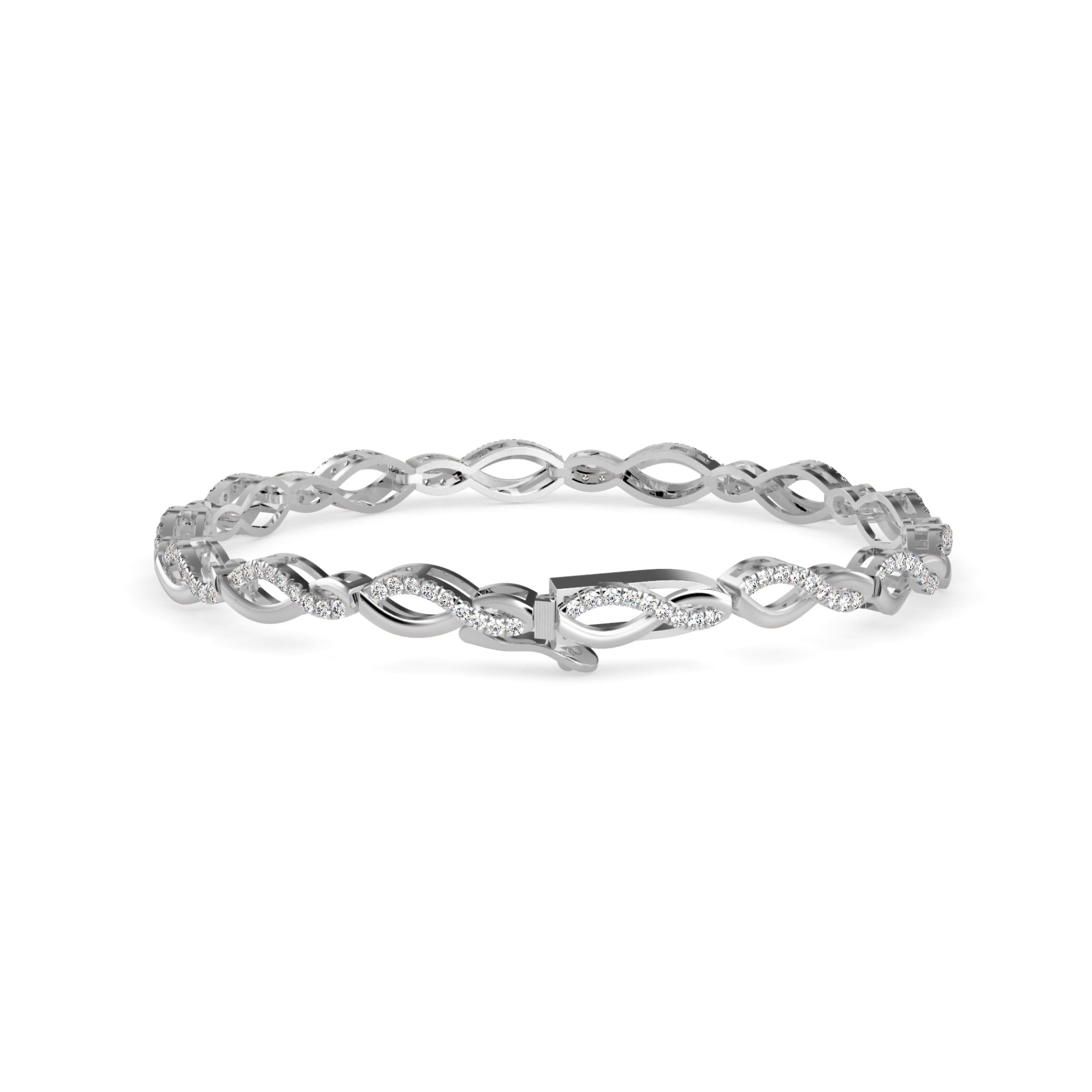 Round Brilliant Cut Lab-Grown Diamond Infinity Link Bracelet in White Gold