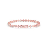 Round Brilliant Cut Lab-Grown Diamond Leaf Motif Tennis Bracelet in Rose Gold