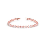 Round Brilliant Cut Lab-Grown Diamond Leaf Motif Tennis Bracelet in Rose Gold