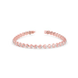 Round Brilliant Cut Lab-Grown Diamond Leaf Motif Tennis Bracelet in Rose Gold