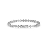 Round Brilliant Cut Lab-Grown Diamond Leaf Motif Tennis Bracelet in White Gold
