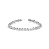 Round Brilliant Cut Lab-Grown Diamond Leaf Motif Tennis Bracelet in White Gold