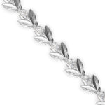 Round Brilliant Cut Lab-Grown Diamond Leaf Motif Tennis Bracelet in White Gold