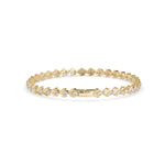 Round Brilliant Cut Lab-Grown Diamond Leaf Motif Tennis Bracelet in Yellow Gold