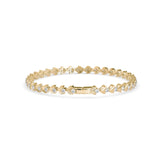 Round Brilliant Cut Lab-Grown Diamond Leaf Motif Tennis Bracelet in Yellow Gold