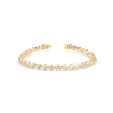 Round Brilliant Cut Lab-Grown Diamond Leaf Motif Tennis Bracelet in Yellow Gold