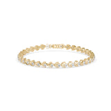 Round Brilliant Cut Lab-Grown Diamond Leaf Motif Tennis Bracelet in Yellow Gold