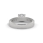 Round Brilliant Cut Lab-Grown Diamond Milgrain Pavé Engagement Ring in White Gold