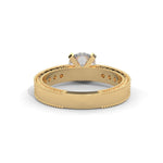 Round Brilliant Cut Lab-Grown Diamond Milgrain Pavé Engagement Ring in Yellow Gold