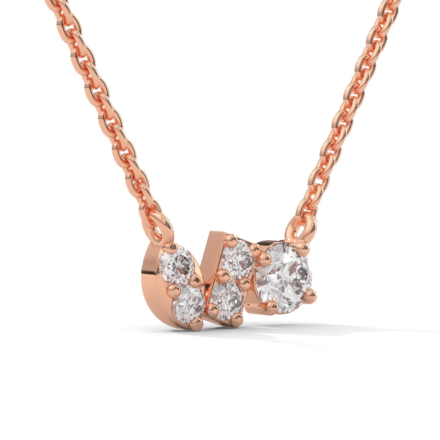 Round Brilliant Cut Lab-Grown Diamond Multi-Stone Pendant in Rose Gold