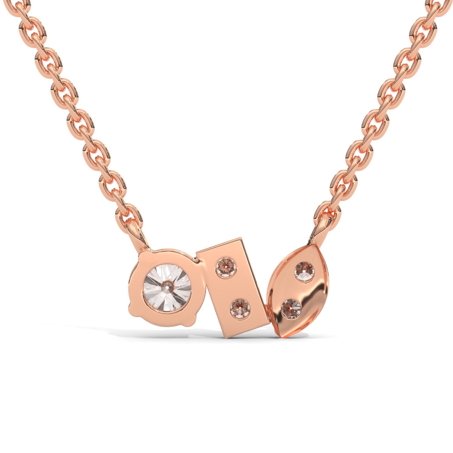 Round Brilliant Cut Lab-Grown Diamond Multi-Stone Pendant in Rose Gold