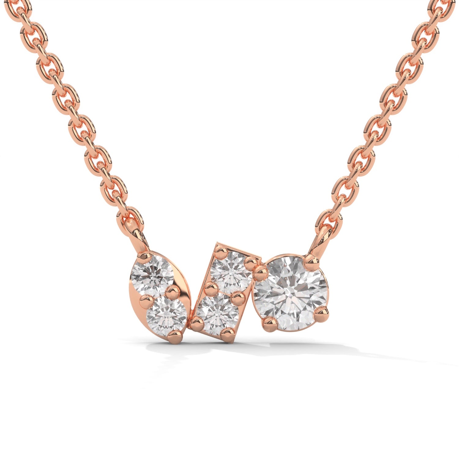 Round Brilliant Cut Lab-Grown Diamond Multi-Stone Pendant in Rose Gold