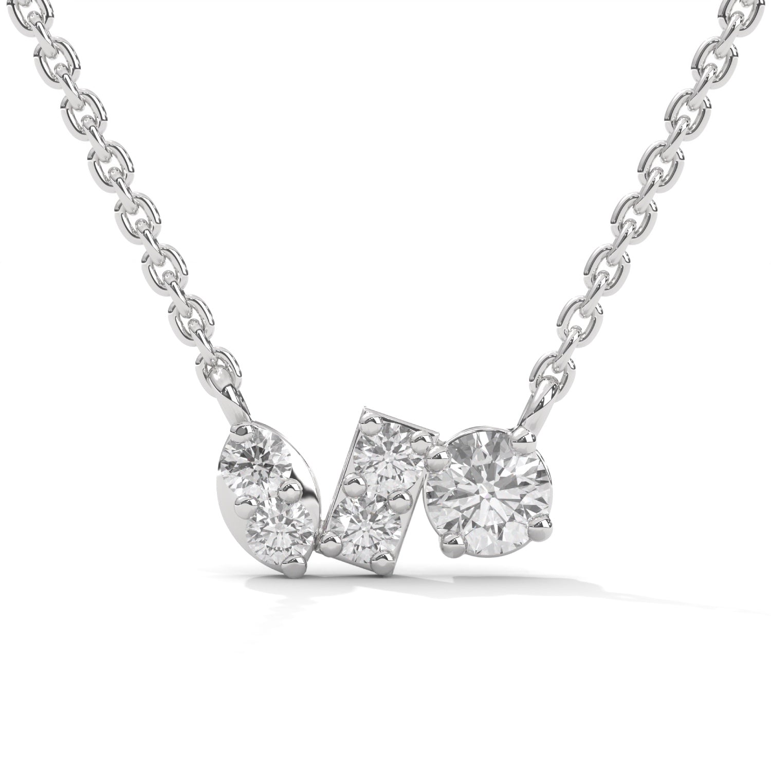 Round Brilliant Cut Lab-Grown Diamond Multi-Stone Pendant in White Gold