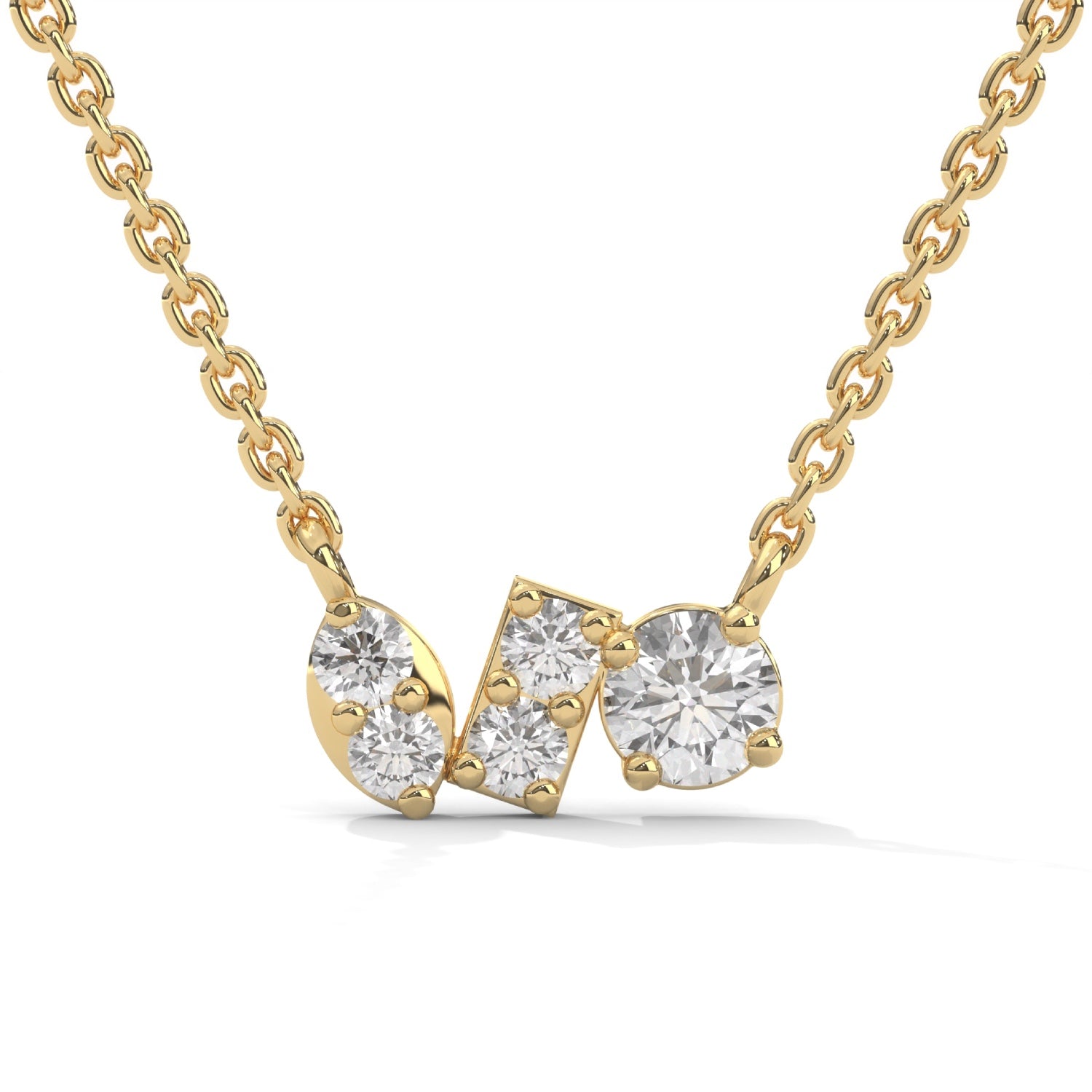Round Brilliant Cut Lab-Grown Diamond Multi-Stone Pendant in Yellow Gold
