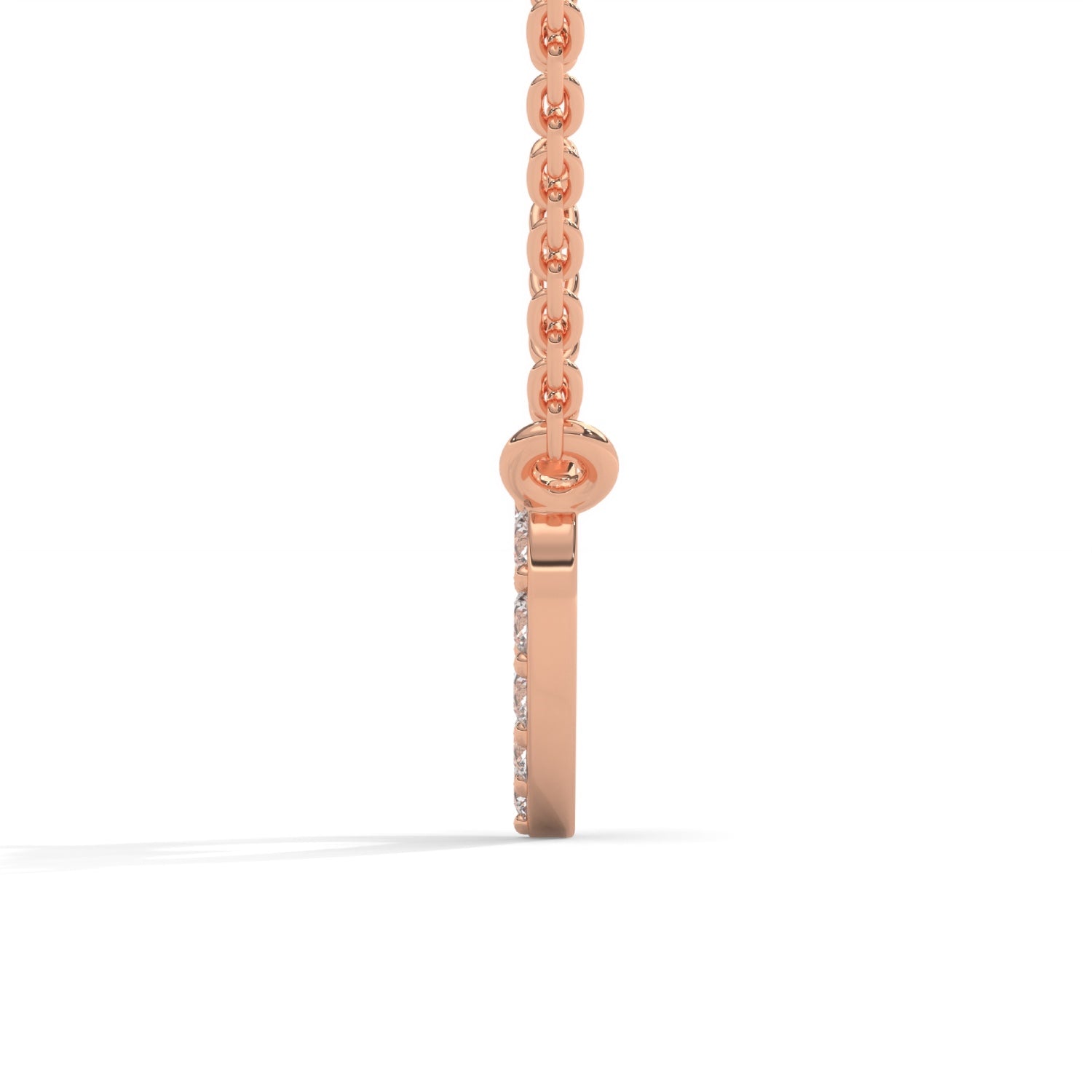 Round Brilliant Cut Lab-Grown Diamond Open Heart Pendant in Rose Gold