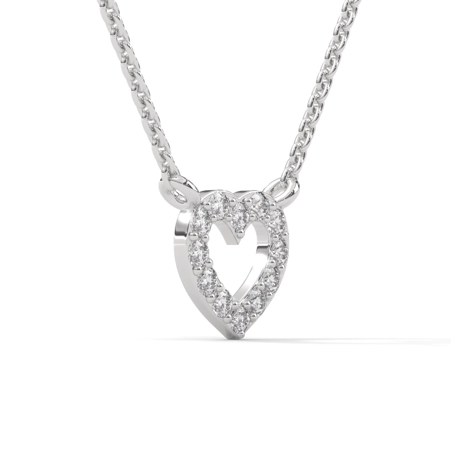 Round Brilliant Cut Lab-Grown Diamond Open Heart Pendant in White Gold