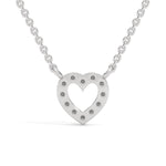 Round Brilliant Cut Lab-Grown Diamond Open Heart Pendant in White Gold