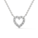 Round Brilliant Cut Lab-Grown Diamond Open Heart Pendant in White Gold