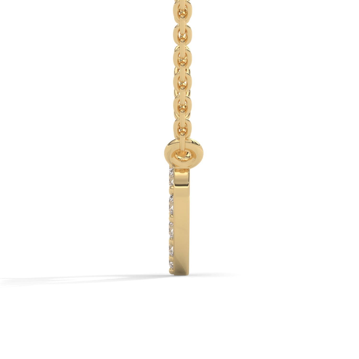 Round Brilliant Cut Lab-Grown Diamond Open Heart Pendant in Yellow Gold