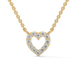 Round Brilliant Cut Lab-Grown Diamond Open Heart Pendant in Yellow Gold