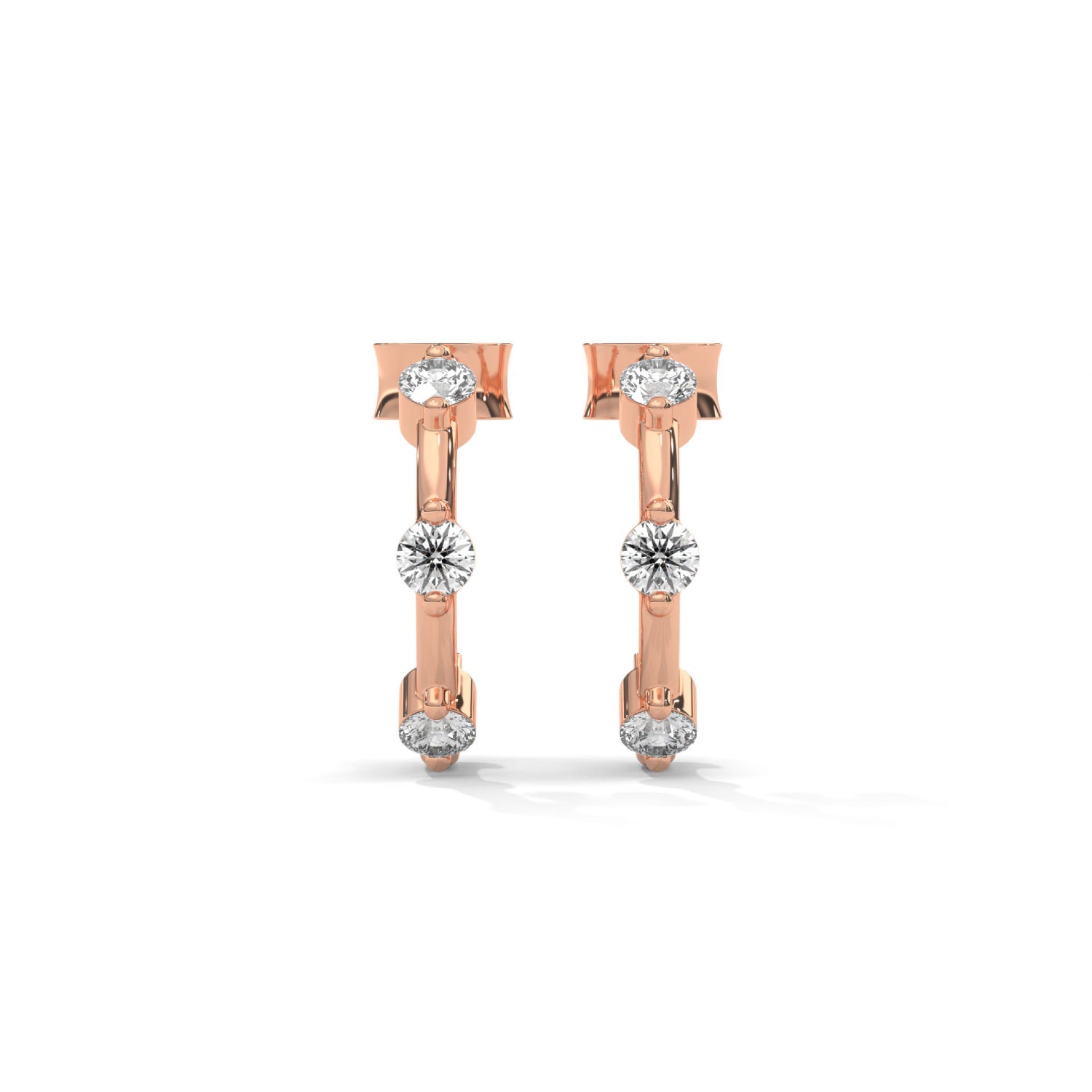 Round Brilliant Cut Lab-Grown Diamond Open Hoop Earrings in Rose Gold