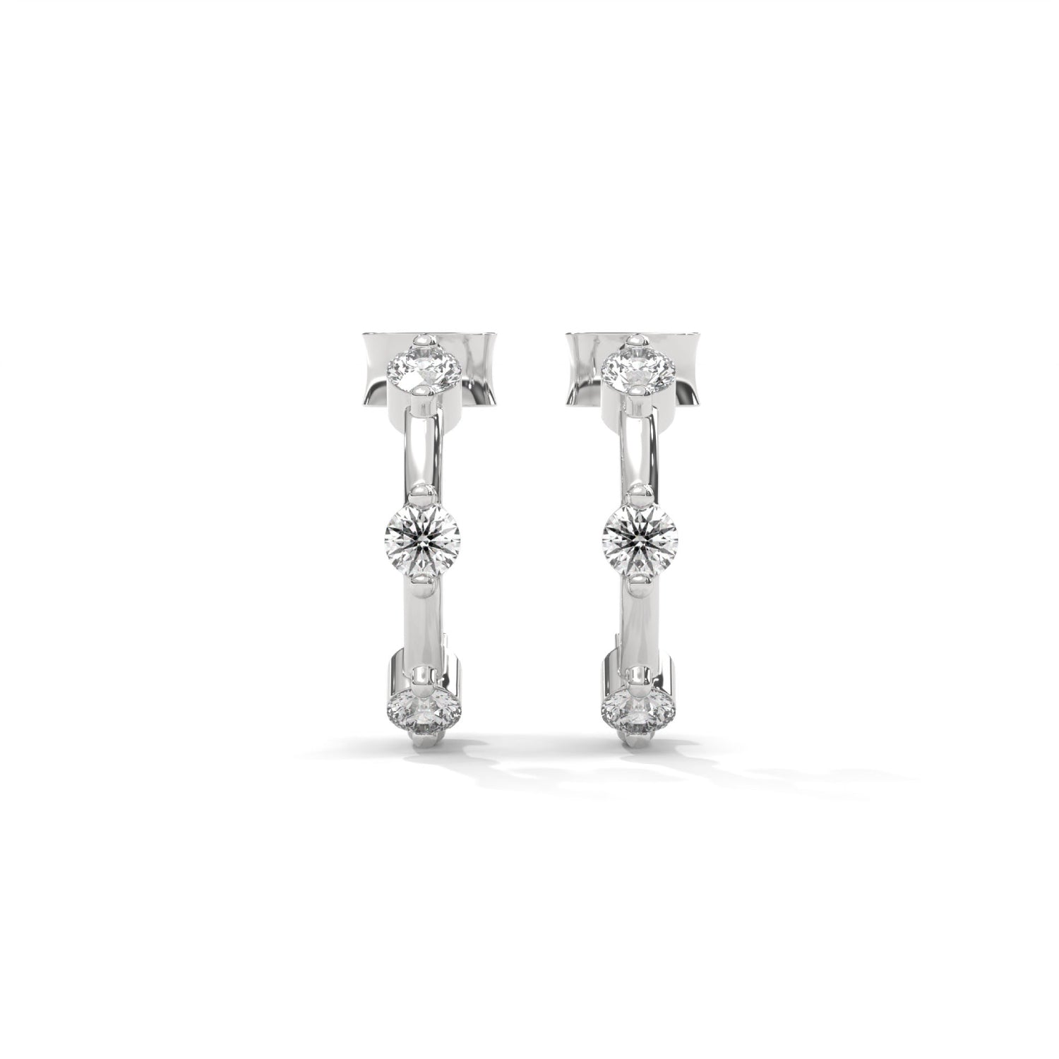 Round Brilliant Cut Lab-Grown Diamond Open Hoop Earrings in White Gold