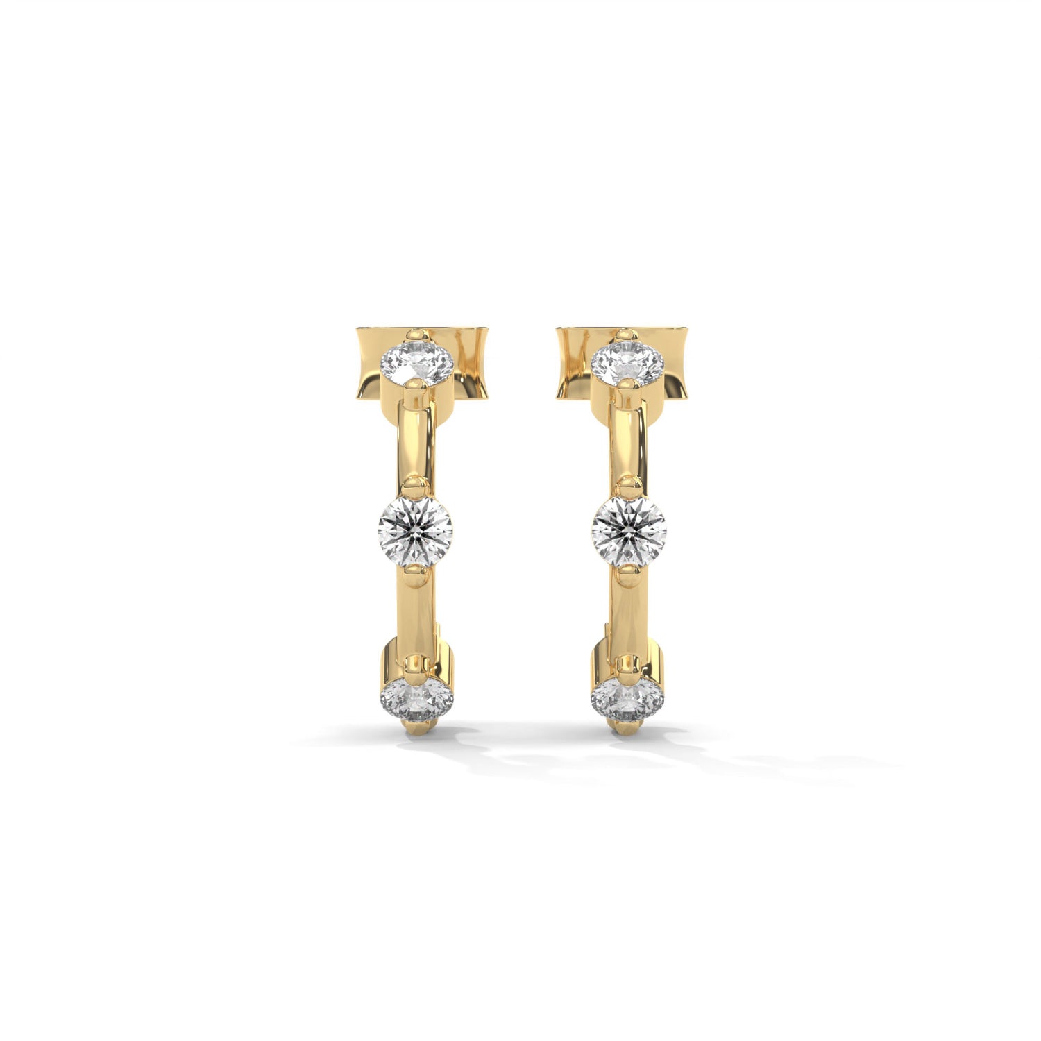 Round Brilliant Cut Lab-Grown Diamond Open Hoop Earrings in Yellow Gold